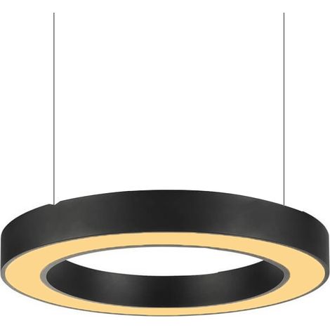 Lampadario Sospensione Cerchio 60cm Anello Luminoso Nero Moderno Luce Calda (1/5)