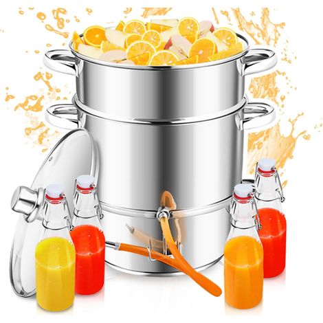 Extracteur de jus vapeur en acier inoxydable Ø26 / 16L avec 4 bouteille, compatible avec tous les appareils de cuisson, y compris l'induction (1/5)