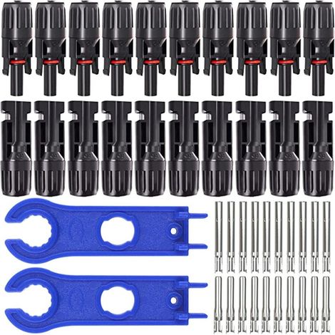 10 Paar Photovoltaik-Kabelverbinder, PV-Verbinder, Solar-Photovoltaik-Verbinder mit Innensechskantschlüsseln, Stecker + Buchse für Solarmodulkabelzubehör (1/5)