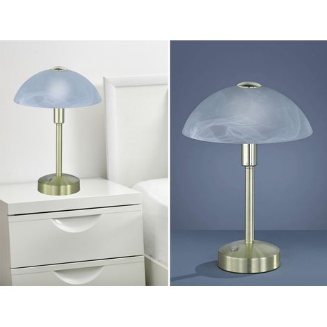 LED Tischleuchte DONNA dimmbar, Messing mit Glasschirm, Höhe 30cm (1/5)