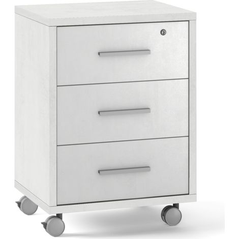 Mobile cassettiera 3 cassetti su ruote h71 l51 p41 cm finitura bianco ossido sarmog db733 - Sarmog