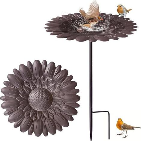 Bain d'oiseaux de jardin, bassin d'abreuvement sur pied pour l'extérieur, bassin d'abreuvement sur pied avec piquet en métal, (1/5)