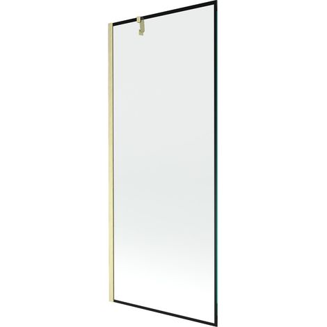 Mexen Next paravento da bagno 1-anta 80 x 150 cm, cornice nera, oro spazzolato - 895-080-000-00-70-55 (1/5)