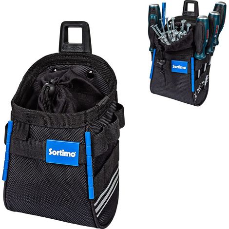 Sac à clous M – Sac robuste avec espace de rangement refermable et 6 passants élastiques – Idéal pour les clous, vis et vêtements de protection – Compatible avec les supports (1/5)
