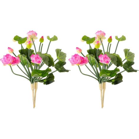 Lotus Artificiel Rose 2 Pièces en Tissu Soyeux pour Décoration (1/5)