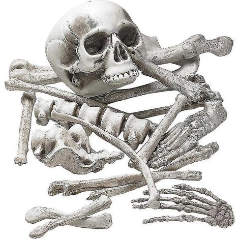 1 paquete de esqueletos de plástico con huesos y calaveras para decoración de Halloween. (1/3)