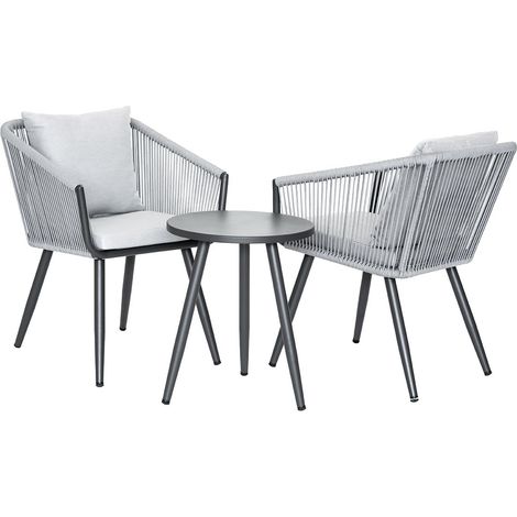Salon de jardin détente en aluminium et corde tressée gris Amorgos - 2 places - Jardiline (1/5)