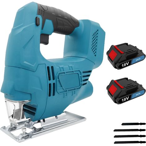 Seghetto alternativo a batteria,con 2 batterie da 3000 mAh e caricabatterie, mini seghetto alternativo elettrico da 18 V con 4 lame per rimuovere vernice e malta, per levigare, tagliare,Compatibile co