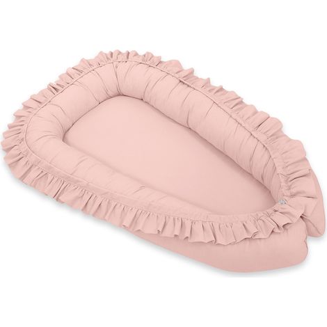 Baby Kokon Laufstall Wickeltuch Premium mit Rüschen MY SWEET BABY - schmutziges Rosa (1/4)