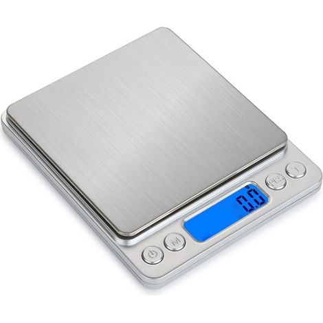Balance De Cuisine Numérique - 3 kg / 0,1 g - Surface En Acier Inoxydable - Alimentation USB/Batterie - Fonction Tare - Pour Pâtisserie Café Bijoux Timbres - 1 Pièce (1/5)