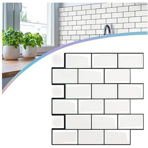 PVC-Fliesenaufkleber, 10er-Pack, 30 x 30 cm, für Küche und Bad (Typ E – Weiß) NAIZY