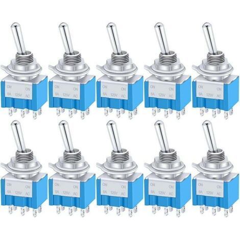 10 Stücke Mini Metall Kippschalter EIN/AUS/EIN 6 Klemmen 3 Position DPDT AC 125V 6A für Auto Lkw Boot MTS-203