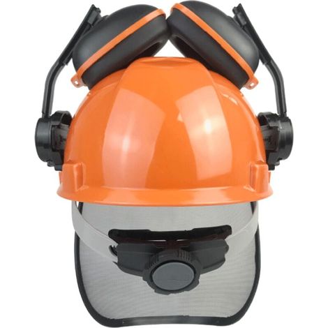 Industrial Forestry Safety Helmet - Hearing and Face Protection System - CE Certified Professional Forestry Helmet with Visor, Removable Ear Muffs and Protective Visors MUMU