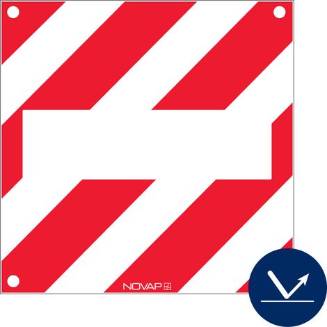 Panneau de signalisation + Zone neutre hachuré rouge/blanc avec œillet - Rétroréfléchissant Classe 1 - 480x480mm - 3340884 (1/2)