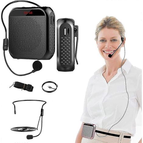 Amplificateur vocal avec casque-micro filaire, système de sonorisation portable rechargeable, haut-parleur personnel, amplificateur de parole, enceinte pour enseignants (1/5)