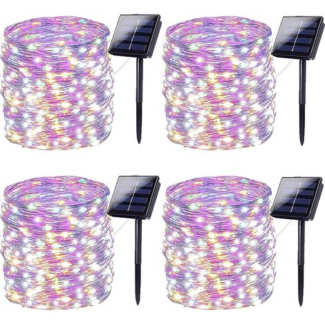 4pcs 30m 300 LED solaire string Light, super lumineux solaire Halloween lumière extérieure, Jardin Terrasse Noël 8 modes d'éclairage (Couleur) (1/5)