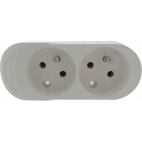 Tragbare Doppelsteckdose mit Erdung, kabellos, weiß, 2x2P+Z
