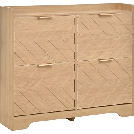 Scarpiera salvaspazio con 4 ante a ribalta in MDF naturale 105 x 24 x 90 cm (1/5)