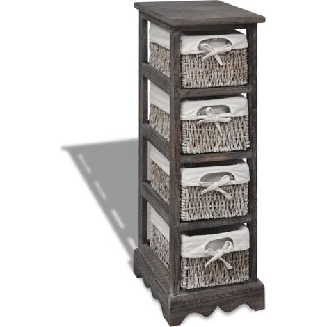 Estante con 4 cestas tejidas de almacenamiento madera marrón