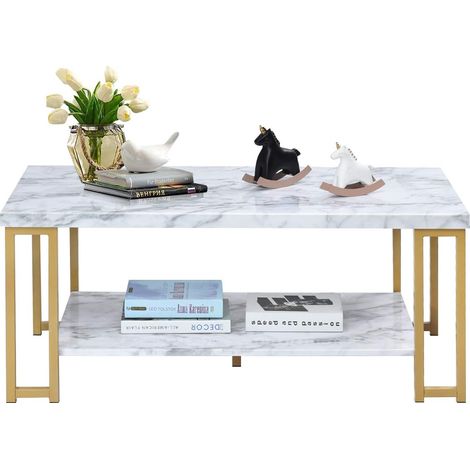 COSTWAY Mesa de Centro Mesa Auxiliar con Estante Mesita 100x49,5x45 cm (1/5)
