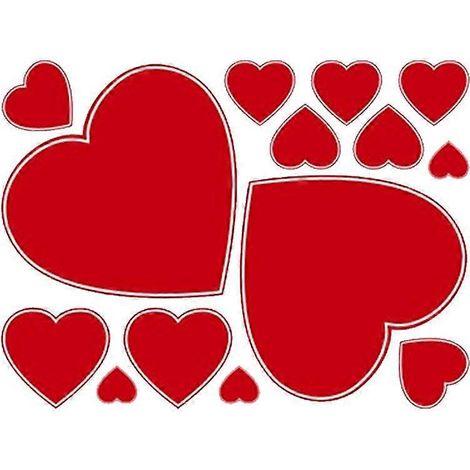 planche d'autocollants de sol pour la Saint-Valentin, autocollants rouges en forme de cœur romantique-40.00X30.00X0.01CM-Red