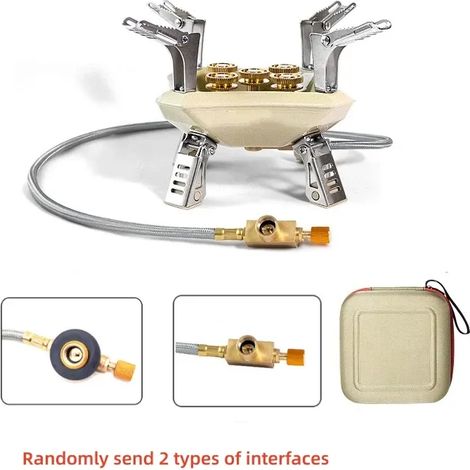 Réchaud à gaz portable et pliable à 5 brûleurs pour le camping et les excursions, idéal pour les barbecues et les grillades. (1/4)