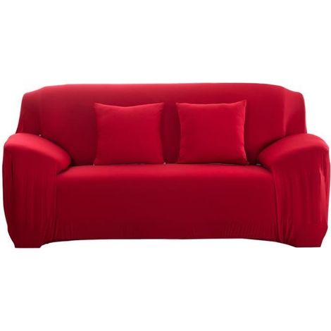 Housse de canapé - CHE - Élastique - Rouge - 90-185cm - Étanche à la poussière (1/4)