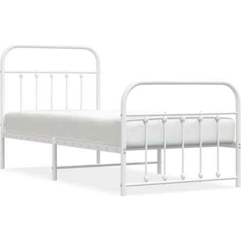 Maison Exclusive - Giroletto con Testiera e Pediera Metallo Bianco 90x190 cm (1/5)