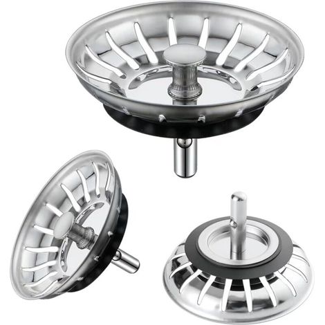 Küchenspülen-Siebstopfen, Universal-Küchenspülenfilter (Durchmesser: 79 mm), Spülen-Siebstopfen mit 20 Schlitzen, kompatibel (1/4)