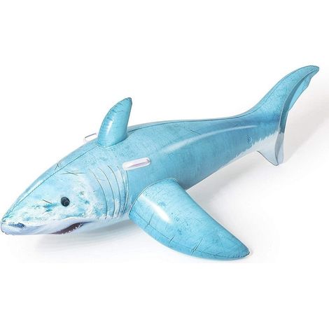 TrAdE Shop Traesio - Cavalcabile Gonfiabile A Forma Di Squalo 3d Con Maniglie 183x102cm Piscina 41405 - (1/5)