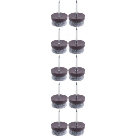 Set di 10 piedini in feltro marroni con fissaggio a chiodo – Protezione per pavimenti – Ø17mm per sedie e tavoli – Fissaggio sicuro con chiodi (1/3)