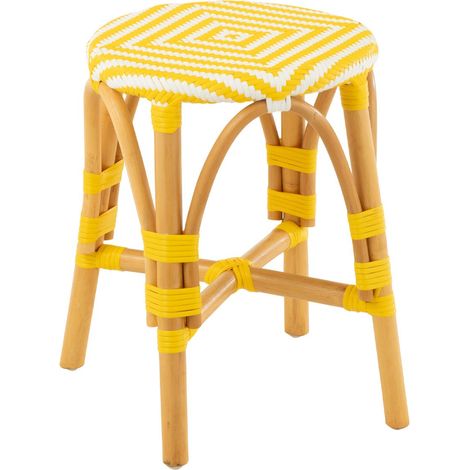 Tabouret en Rotin "Danial" 44cm Jaune (1/5)
