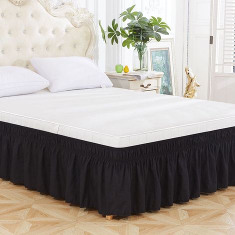 Jupe De Lit - Jupe À Volants En Microfibre - Hauteur De Chute 15 Pouces - Pour Lit Double 140x190 Cm - Fixation Élastique Autour Du Cadre - 1 Pièce (1/5)