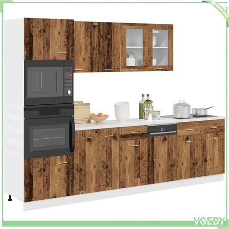 Ensemble de 7 meubles de cuisine - Lyon - Bois ancien - Bois d'ingénierie - Pieds réglables (1/5)