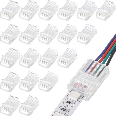 Kindfiber OÜ-Lot de 20 connecteurs LED 5 broches pour rubans de 12 mm, sans soudure, pour rubans LED étanches ou non étanches d'une largeur de 12 mm. (1/5)
