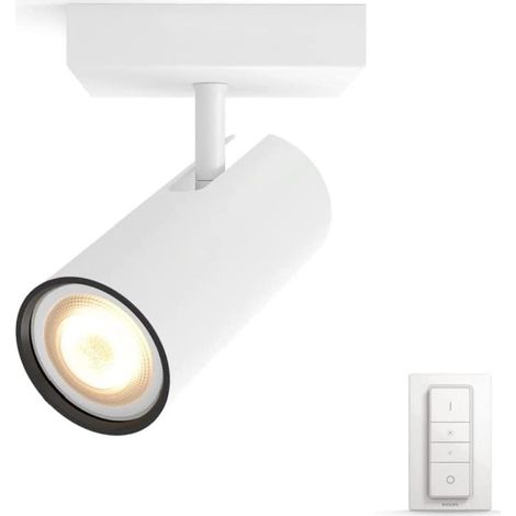 Philips Lighting White Ambiance Faretto LED Buratto Singolo, 5.5W Equivalenti a 25W, con Telecomando Dimmer Switch, Bianco [Classe di efficienza energetica A] (1/5)