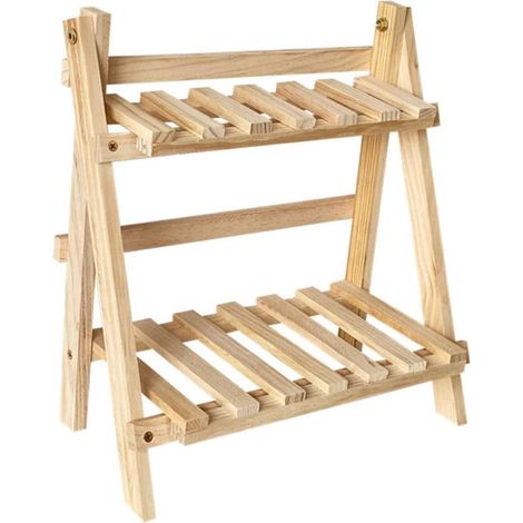 Support de Rangement pour Comptoir Double Couche en Bois Solide, Étagère de Rangement Multifonction Trapézoïdale, Robuste et Capacité de Charge Élevée pour Organisation Maquillage (1/5)