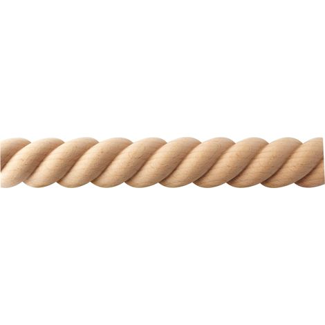 Echantillon de moulure torsade brut décorative - D.4,5 x L20 cm - Bois de hêtre massif - Style Parisien - A peindre (1/4)