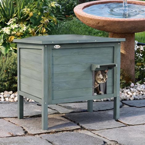 Maison pour chat gris foncé en bois de sapin 85 x 50 x 68,5 cm (1/5)