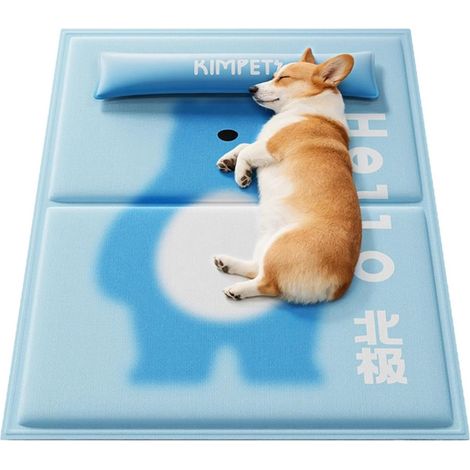 Tapis de refroidissement pour chiens, appuie-tête amovible, tapis de refroidissement d'été pour chien pour animal chiot, temps chaud, intérieur, voiture, camping, camping-car, parc, plage, jardin (1/5)