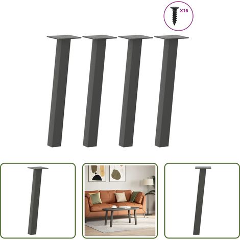 vidaXL Pieds de table basse 4 pièces Anthracite 30 cm Acier (1/5)