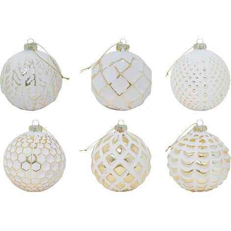 ARPIMEX Decorazione Sfera Natale D 100 Mm Vetro Assortiti Stili White 1 Pz