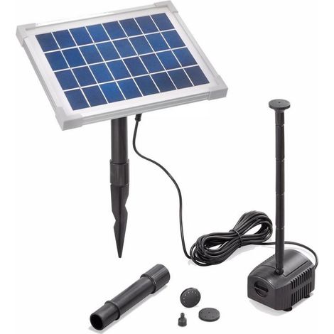 Esotec – Pompe fontaine solaire 250L-5W – Hauteur de refoulement 1.2m – Débit max 250 l/h – Protection marche à sec – Pour petits bassins