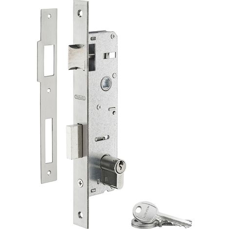 Serratura da incasso asse 30mm x 85mm con cilindro europeo 30x30 incluso, a mortasa, per infissi - THIRARD