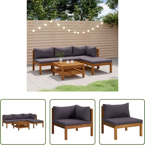 vidaXL Table de jardin - Salon de jardin 5 pcs avec coussin Bois d'acacia solide (1/5)