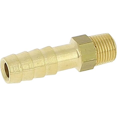 Raccord laiton cannelé Ø8 mâle 1/8 – Filetage 1/8' – Ø intérieur 8 mm – Température max +70°C – Pour tuyaux polyéthylène