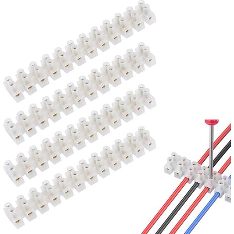 48 Pièces Dominos Électriques 3A 12V, Barrette de Connexion 12 Positions, Bornier Électrique à Vis Double Rangée X3-0312, Connecteur de Câble Rapide pour Installation Électrique et Luminaires (1/5)