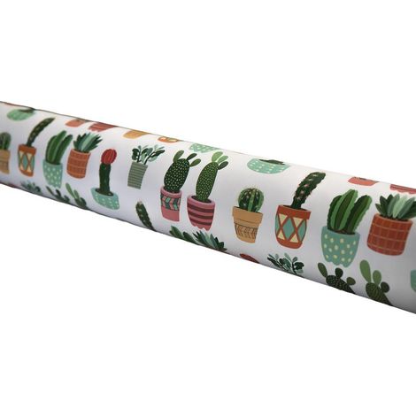 Rollo de mantel antimanchas impermeable con estampado de cactus 140cm x 20m 60% algodón y 40% poliéster (1/4)