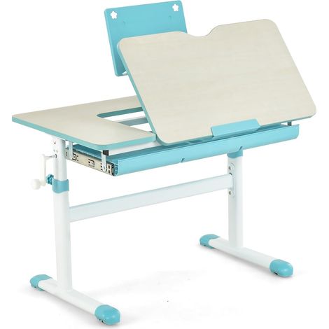 GOPLUS Scrivania per Bambini Regolabile in Altezza, Scrivania con Piano Inclinabile & Supporto per Libri & Cassetto, Postazione di Lavoro Robusta per Ragazzi e Ragazze, per Casa, Scuola