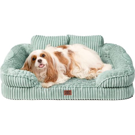 Panier Chien Grande Taille avec Dossier Haut, 91x69cm, Vert (1/5)